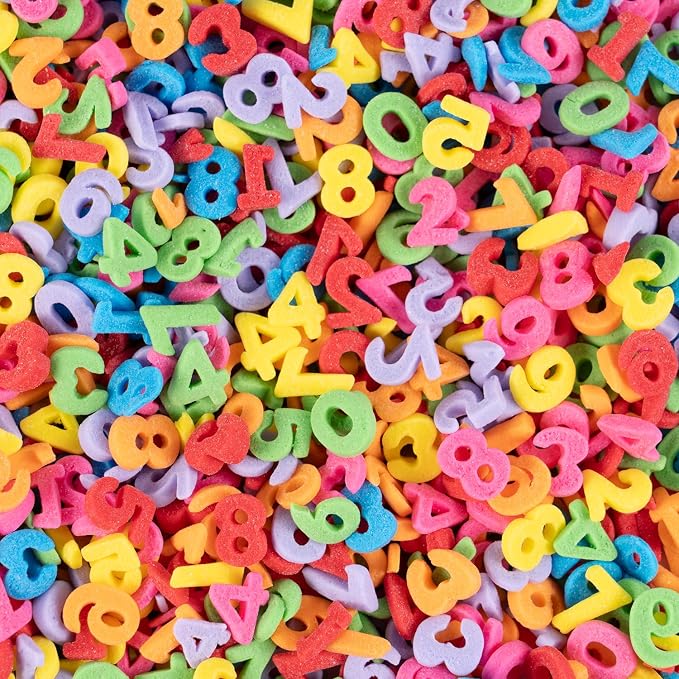 Numbers Sprinkles for Cake Decorating 7 Ounces Edible Rainbow Confetti Sprinkles for Cupcake, Cookies, Ice Cream Topper, Multicolor Cake Decorationss, Baking Desserts