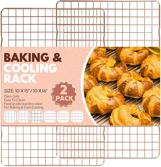 2 PCS Cooling Racks for Cooking and Baking, 15x10 Inches Stainless Steel Cooling Rack, Sheet Pan with Wire Rack for Baking Sheet, Bacon Rack Oven Safe Fits Jelly Roll Sheet Pan