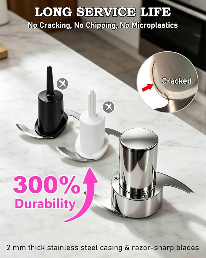 Less-Microplastic DLC-2ACBN Fit for Cuisinart Mini Prep Plus Chopping Blade | Replacement DLC-2A Series Blade, Resists Cracking/ Chipping/ Flaking, Easily Handle Hard Ingredients, Easy Cleanup, Durable