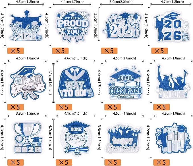 60 PCS Edible 2026 Graduation Cupcake Toppers Class of 2026 Cupake Decorations Edible Done Diploma Congrats Grad Cupcake Picks for 2026 Graduation Theme Party Cake Decorations Supplies Blue Silver