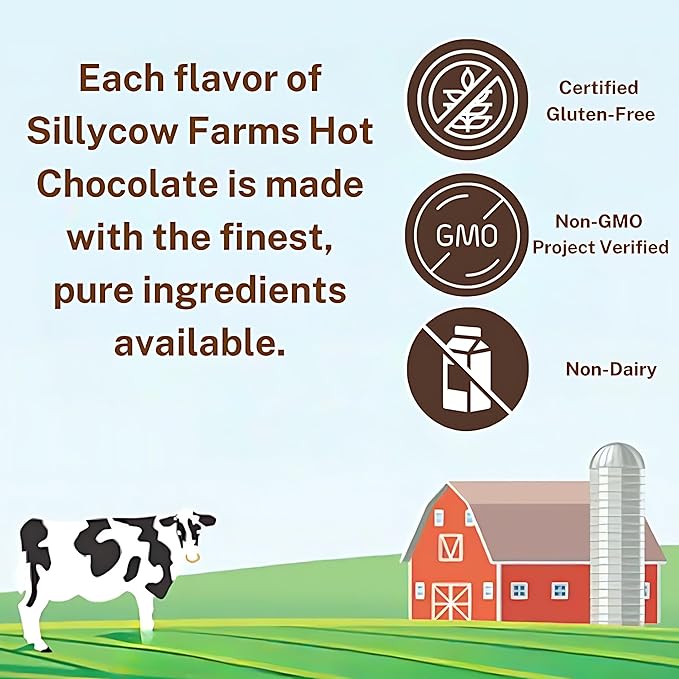 Sillycow Farms Hot Chocolate Mix Truffle Flavor | Vegan, Nut Free Certified Quality Cocoa Powder | Gluten-Free, Non-GMO & Dairy-Free | Reusable Packaging | 16.9 Oz Reusable Glass Bottle - Pack of 1