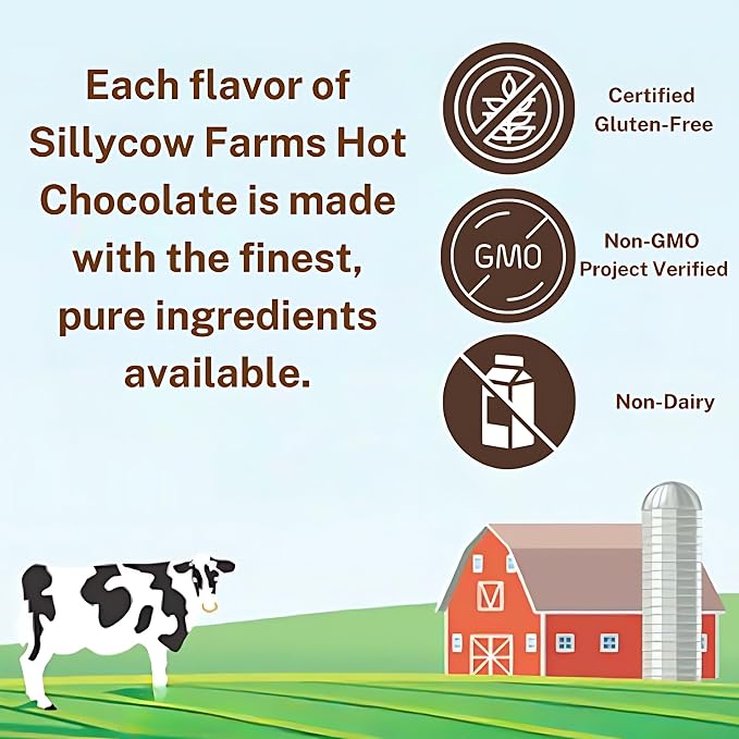 Sillycow Farms Hot Chocolate Mix Truffle Flavor | Vegan, Nut Free Certified Quality Cocoa Powder | Gluten-Free, Non-GMO & Dairy-Free | Reusable Packaging | 16.9 Oz Reusable Glass Bottle - Pack of 6