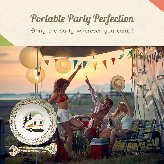 Camping Bowl with Servers Set - 11.8” x 11.8” Melamine Bowls for Salads, Popcorn, Fruits & More - BPA Free, Top Shelf Dishwasher Suitable Dinnerware Set for Indoor & Outdoor Dining by Camp Casual
