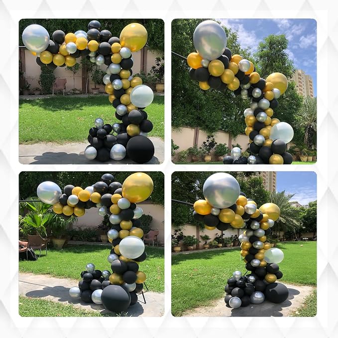 Archloon Black and Gold Balloons Arch Kit, 134pcs black and gold balloon garland kit with Black White Metallic Gold Confetti, Balloons Arch Kit for Graduation, Baby Shower, Birthday and Wedding…