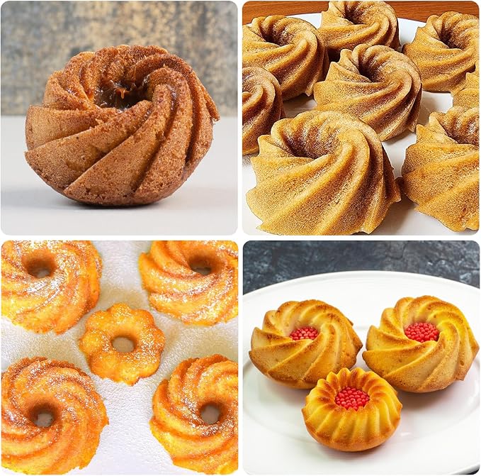 Silicone Swirl Donut Mold, 15-Cavity Mini Spiral Cake Pan, 11.5 x 6.6 inches, 2-Pack, Terra Cotta