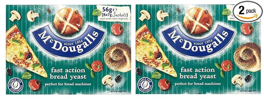 McDougalls Dried Yeast Sachets Fast Action 8 x 7g - Pack of 2