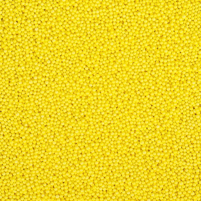 Yellow Nonpareils Sprinkles, 2mm Edible Pearls for Cake Decorating, 4.6oz Mini Sugar Pearls for Baking, Cupcake, Cookie, Ice Cream Toppings, Easter Spring Christmas Thanksgiving Holiday Party Supplies