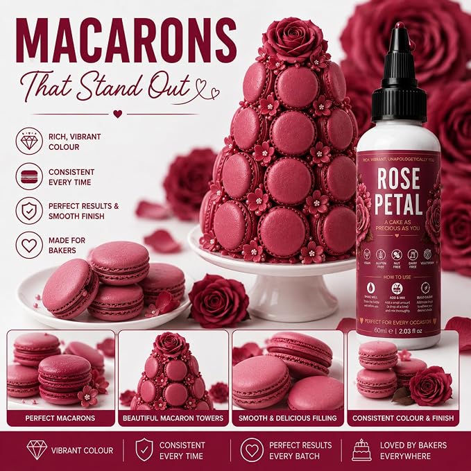Confect Rose Petal Gel Food Coloring – Highly Pigmented Gel Based Food Color for Buttercream, Cakes, Cookies & Baking – 60mL / 2 FL OZ