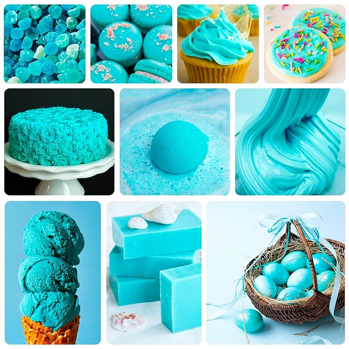 Cyan Food Coloring Liquid - Vibrant Liquid Icing Food Coloring Set for Baking, Cake Decorating, Easter Egg, Airbrush - Tasteless Food Dye for Fondant, Slime, DIY Crafts - 5.5 Fl.oz / 160ml Each