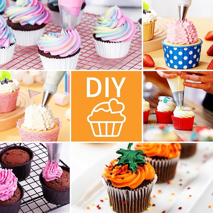 5 PCS Large Piping Tips Set, Cake Decorating Tips, Stainless Steel Frosting Icing Tip Baking Tools for Cupcakes, Cookie, Cake Decorating (Dishwasher Safe) ﻿