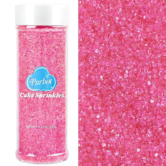 Pink Sprinkles Sanding Sugar for Baking, 6.35oz/180g Edible Sparkling Sugar Crystal, Decorating Sugar Sprinkles for Cakes Cupcakes Cookies Ice Cream