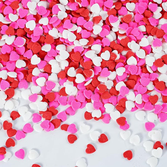 Valentines Sprinkles for Baking, 7oz Pink White and Red Heart Sprinkles for Cake Decorating, Valentine Sprinkles for Cookies, Cake, Cupcake, Ice Cream, Strawberries Toppings