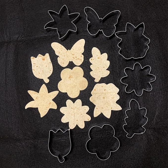 LUBTOSMN Flower and Leaf Cookie Cutter Set-7 Piece-Daisy, Lily, Rose, Tulip, Oak Leaf and Butterfly Fondant Biscui Cutters