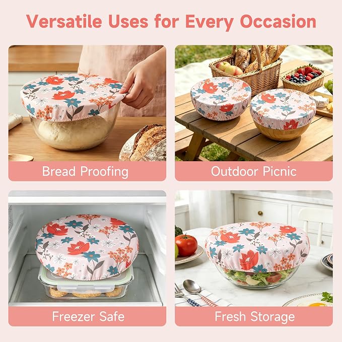 Bowl Covers Reusable Bread Proofing Bowl Covers Sourdough Bread Baking Accessories, Flowers