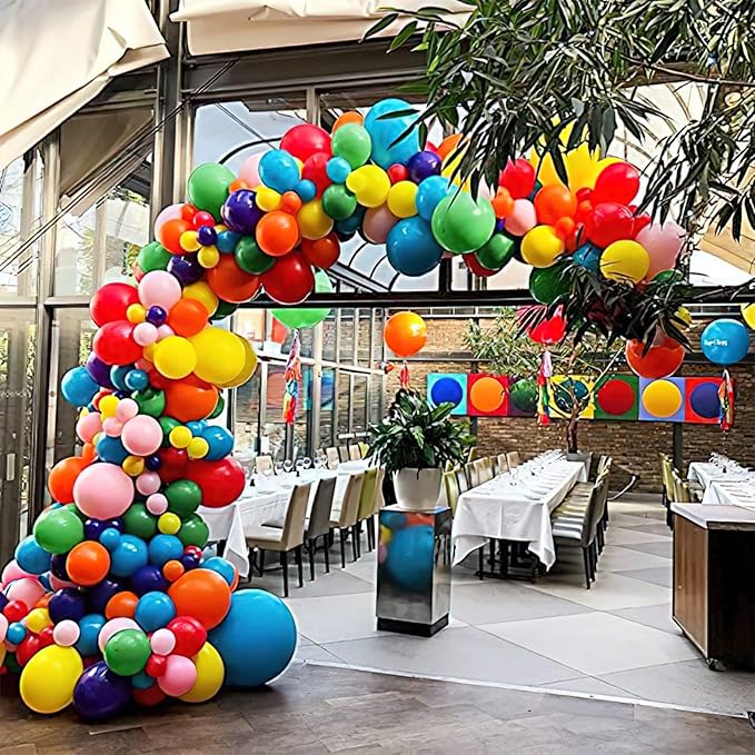 PartyWoo Assorted Colors Rainbow Balloons 100pcs 5 Inch Multicolor Colorful Primary Color Balloon for Graduation Baby Shower Unicorn Fiesta Flower Spring Rainbow Theme Birthday Party Decorations