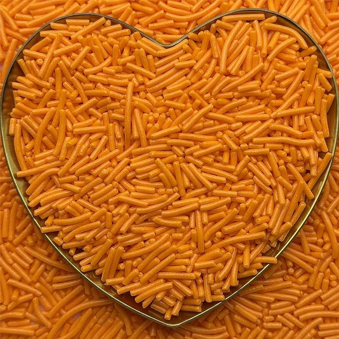 CandiJumpin Orange Jimmy Sprinkles, Orange Sprinkles for Cake Decorating Edible Cake Jimmies Edible Crunchy Jimmies Ice Cream Toppings, Baby Shower Party Wedding Christmas Supplies 3 OZ