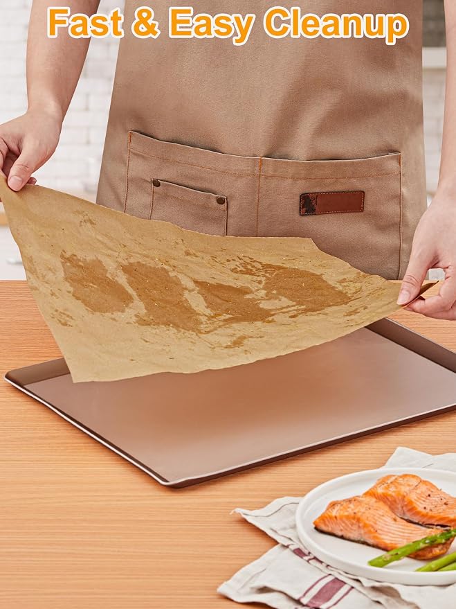 SMARTAKE Parchment Paper Roll for Baking, 12 in x 300 ft, 300 sq.ft, Non-Stick Baking Paper Sheets with Slide Cutter, Heavy Duty Extra Long, for Kitchen Baking Cooking Grilling Steaming, Unbleached