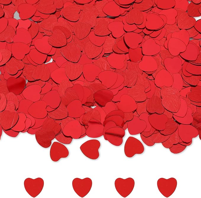 Heart Confetti, Valentines Day Heart Glitter Confetti Decorations, 50g Red Metallic Foil Sequins Sprinkles Table Decorations for Valentine's Day Wedding Home Birthday Anniversary Party Supplies