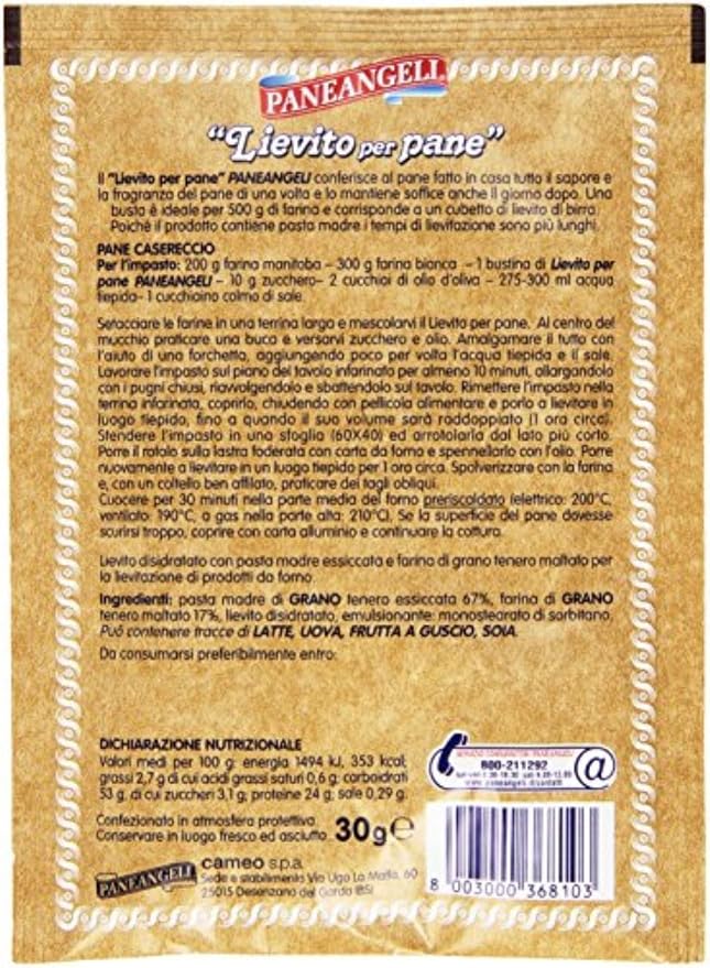 Paneangeli Lievito Per Pane Italian Brewer's Yeast 1.05 Ounce (30gr) Package [ Italian Import ]