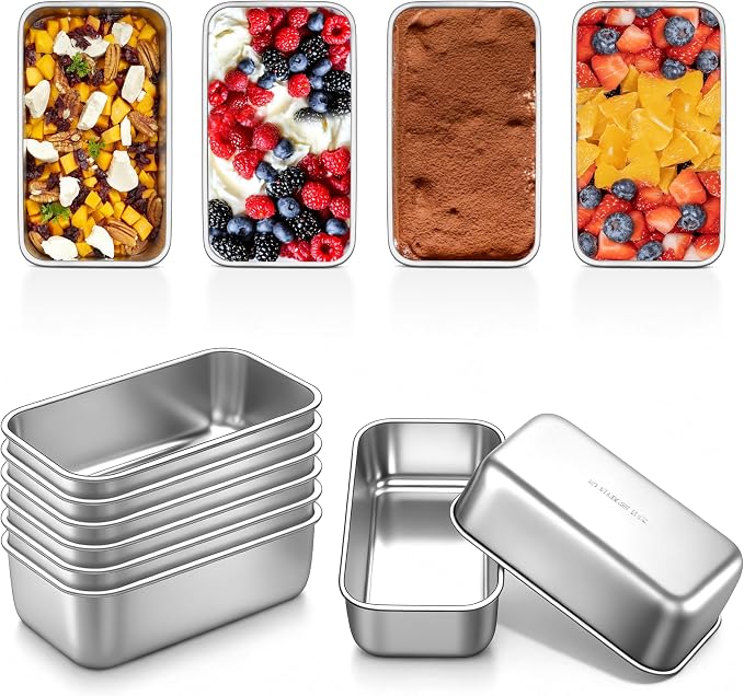 P&P CHEF Stainless Steel Mini Bread Loaf Pans, 12 PCS, Lasting & Rust-free | 6.3 x 3.5 Inch, Small Size for Air Fryer & Oven, Ideal for Bread, Meatloaf, Cake and Brownies, Food Grade, Dishwasher Safe
