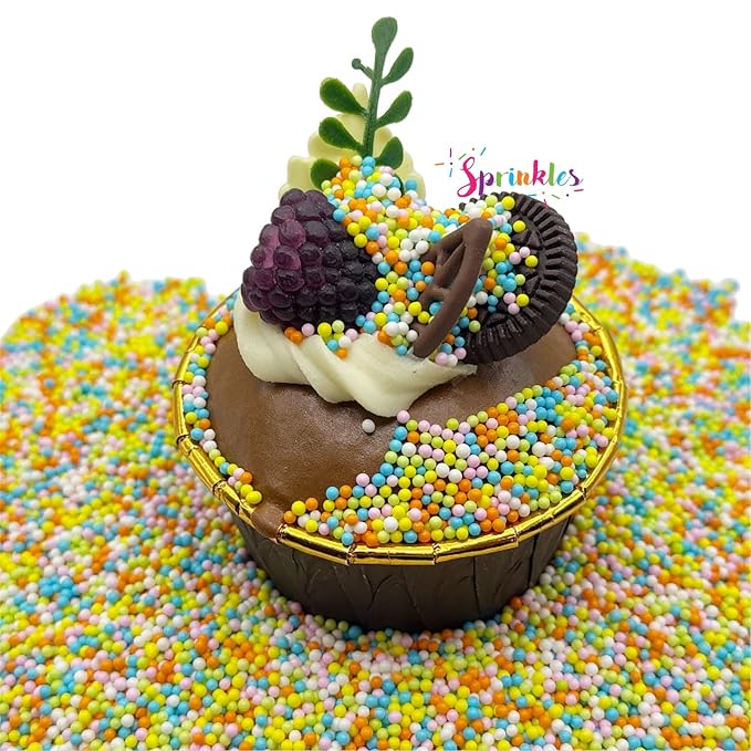 SE Si&Moos Nonpareil Sprinkles, 2mm Pastel Mini Edible Pearls Easter Sprinkles for Cake Decorating Easter Cookie Decorations Wedding Baby Shower Party Christmas Holiday Supplies 3.5 OZ