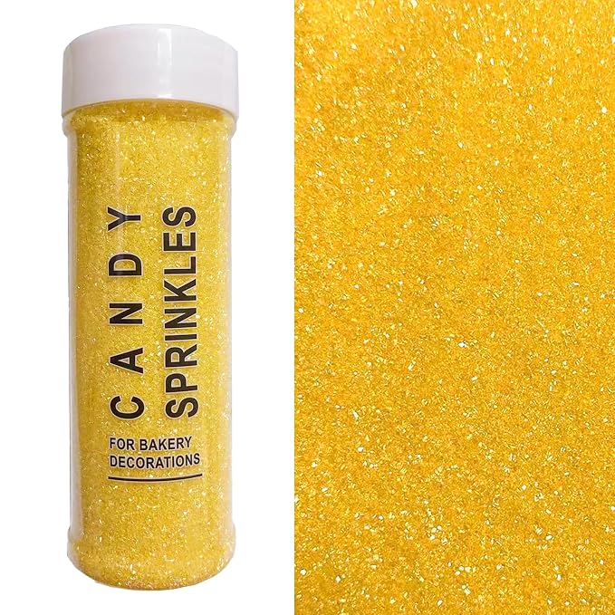 PhilaeEC Yellow Sanding Sugar Edible Sparkling Crystals for Baking Cake Decoration Cookie Ice Cream Cupcake Toppers Wedding Party Valentines Halloween Christmas Supplies 5oz