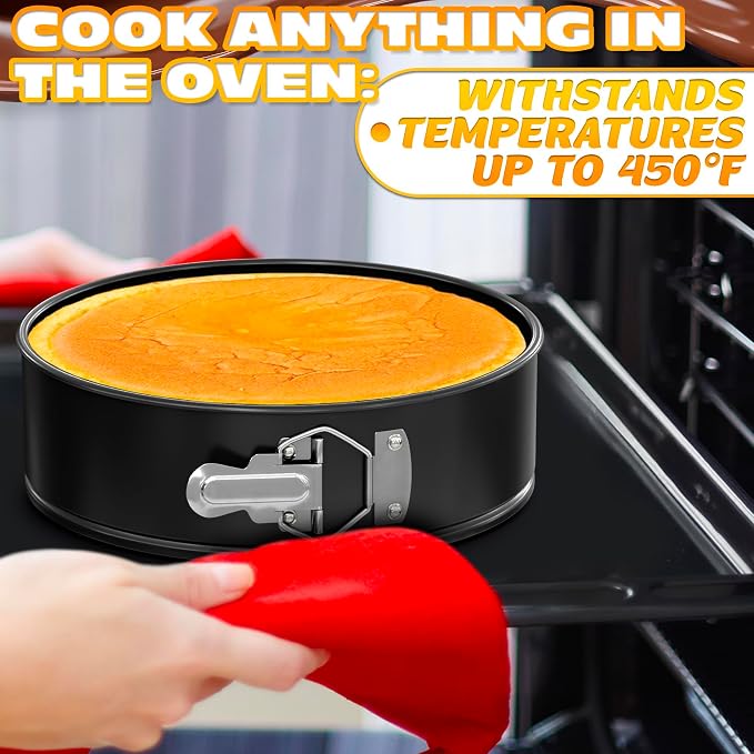 Spring Form Pan for Cheesecakes - Leak Resistant Springform Pan Set, Easy-Open Latch and Removable Bottom for Cake Lift, Nonstick Round Cake Pans Set 4 7 9 Inch, 60 Parchment Liners, Oven Safe to 450F