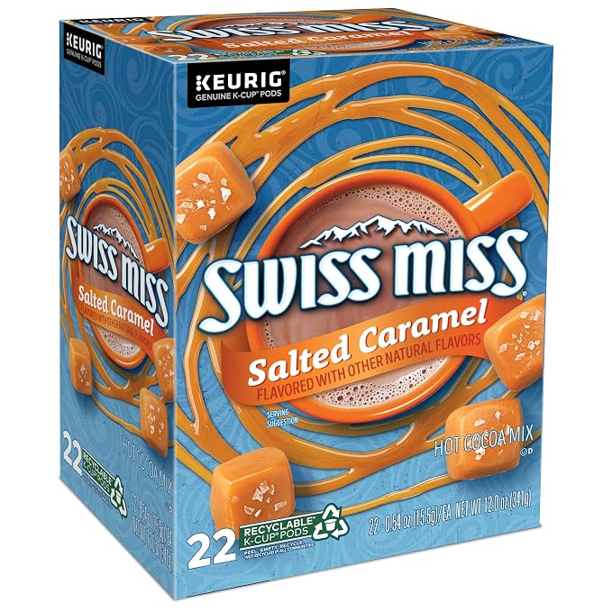Swiss Miss Salted Caramel Hot Cocoa, Keurig Single Serve K-Cup Pods, 22 Count (Packs of 4)
