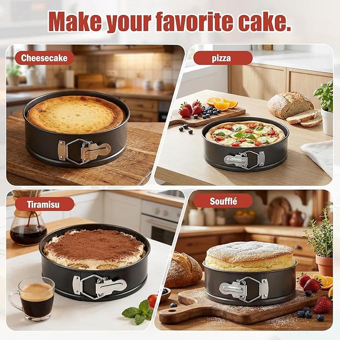 Springform Pan Tin, Leak-Proof Clasp Design, 11x5cm, Round Cake Mold, Cake Tin Pan, Heavy-Duty Carbon Steel, For Home Kitchen Dining Table Restaurant Baking