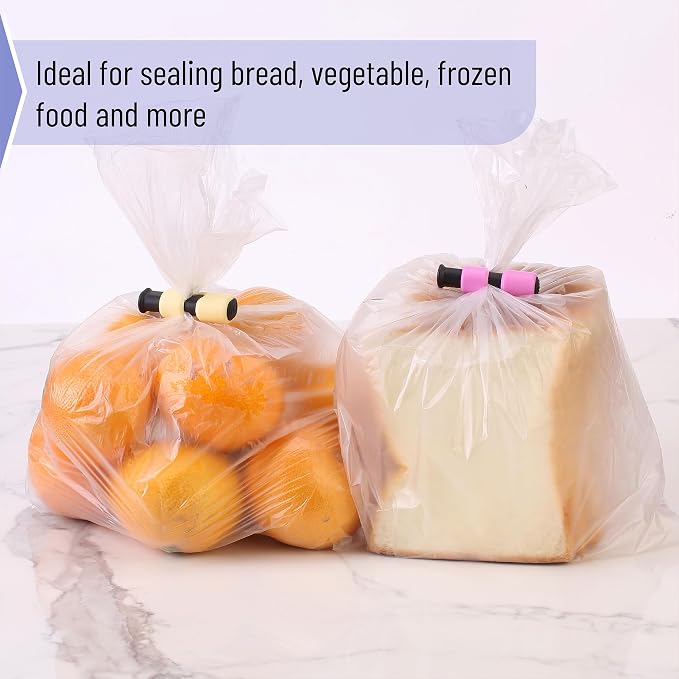 Mr. Pen- Squeeze and Lock Bread Bag Clips, 2.4 Inch, 8 Pack | Multicolor Squeeze Lock Clips, Reusable Bag Closures for Bread, Snacks, Coffee, Food Storage, Fits Thick and Thin Bags