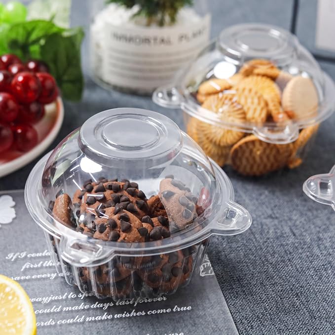 NPLUX 100 Pack Individual Cupcake Containers Plastic Cupcake Holders Deep Dome Muffin Containers