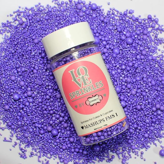 Confect Purple Sprinkles for Cake & Cupcake Decorating – Edible Jimmies and Pearl Sprinkles Mix for Birthday Desserts & Baking | Vegan, Gluten-Free, Soy-Free, Dairy-Free, Palm Oil-Free- 4.2 Oz
