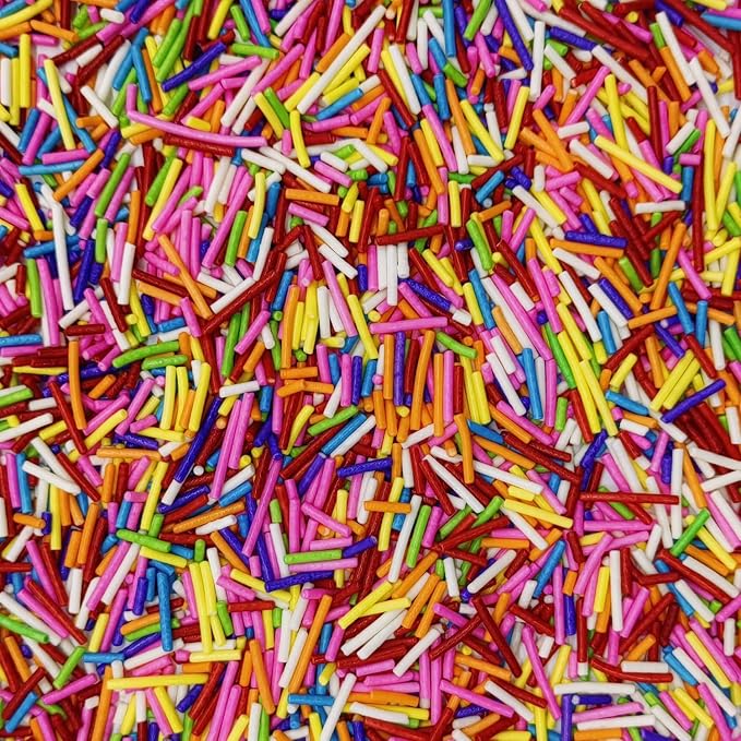 Rainbow Jimmy Sprinkles Edible Mix Size Jimmies Cake Decorations Soft Jimmies for Topping Ice Cream, Cookies, Cakes, Wedding Party, Valentine Christmas Supplies 3OZ