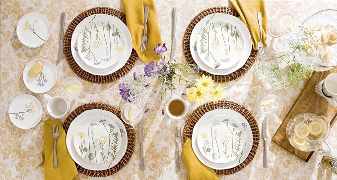 Lenox Dinnerware Set, Wildflowers Tidbit Appetizer Plates Set Of 4, Service For 4, Dessert Plates, Small Plate 6 Inch, Snack Plate, Stoneware, Dishwasher Safe, 6-Inch Diameter (Assorted, 4 Piece)