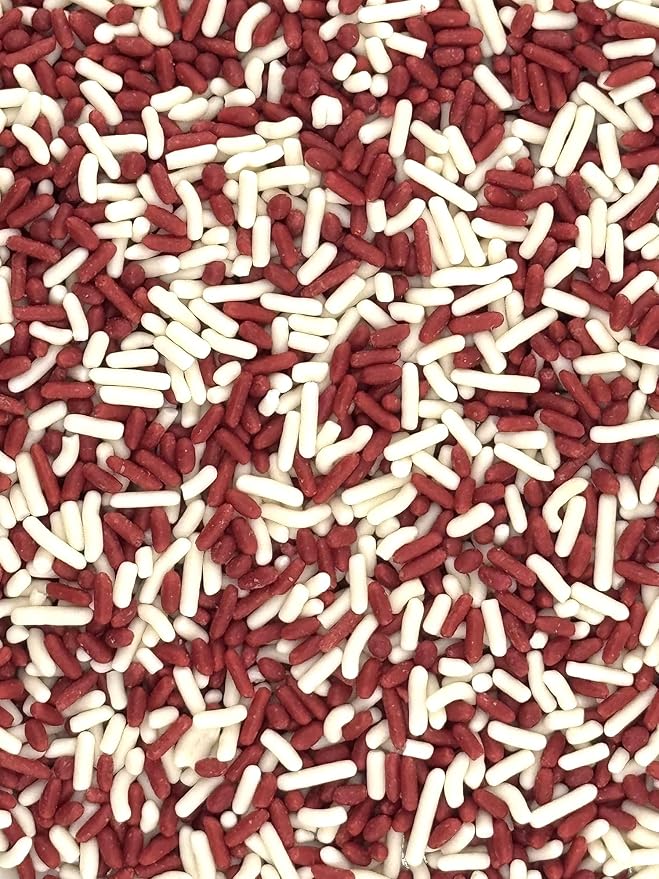 Red and White Sprinkles 4oz pack for Cake, Cupcake, Cookie Decorations, Ice Cream and Donut Toppings Edible Decorating Baking Supplies - Mix