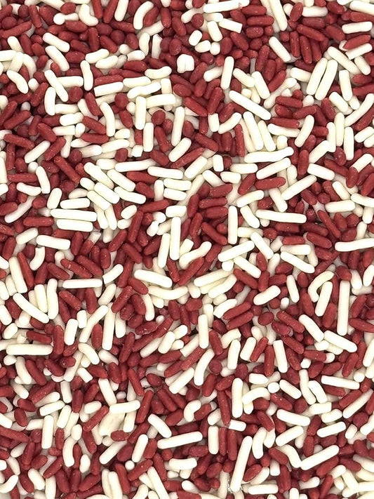 Red and White Sprinkles 4oz pack for Cake, Cupcake, Cookie Decorations, Ice Cream and Donut Toppings Edible Decorating Baking Supplies - Mix