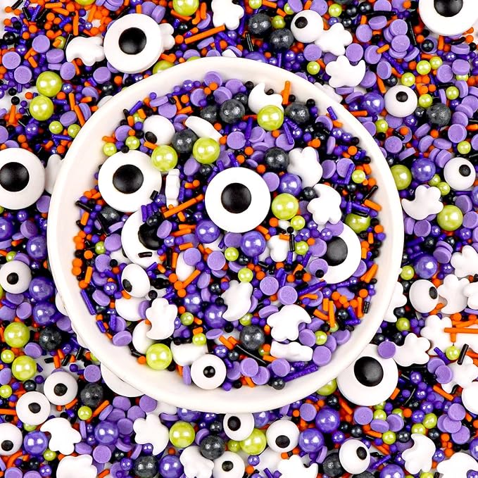 Halloween Eye Sprinkles for Cake Decorating, 150g/5.29oz, Edible Candy Eyeballs, Pearl Sugar Sprinkles Mix, Perfect for Cake Decoration, Cupcake Decorations Donuts Toppings