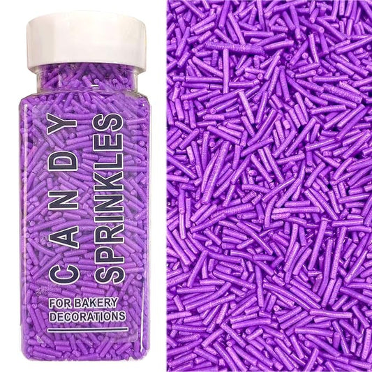 Sentovac Purple Jimmies Sprinkles Edible for Cake Decorating Purple Sprinkles Sugar Candy Cookie Cupcake Topper Ice Cream Baking Decorations Wedding Halloween Christmas Supplies 3.53oz