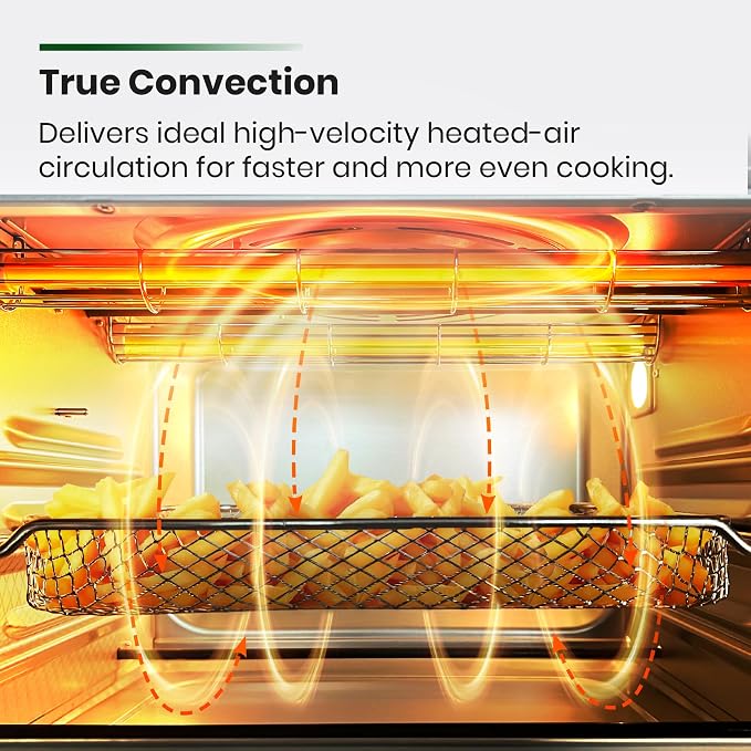 VAL CUCINA Infrared Heating 26.3 QT Air Fryer Toaster Oven, Large Countertop Convection Oven 10-in-1 Combo, 6-Slice Toast, Enamel Baking Pan Easy Clean with Recipe Book (Renewed)
