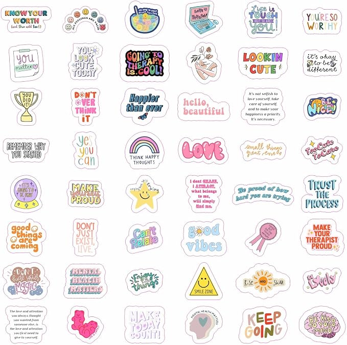 100Pcs Self Care Stickers for Water Bottle and Laptop - Self Care Party Supplies & Decorations, Waterproof Vinyl Decals, Wellness and Motivational Stickers, Gifts for Women & Men