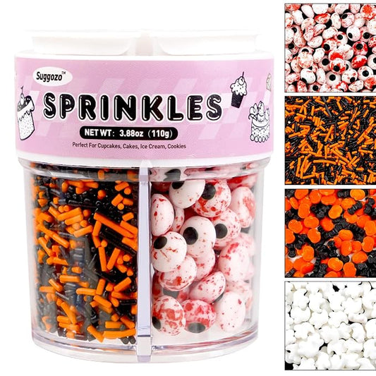 Halloween Sprinkles, Edible Halloween Sprinkles for Cake Decorating, Cake Decoration & Cupcake Topper, 110g/3.88oz