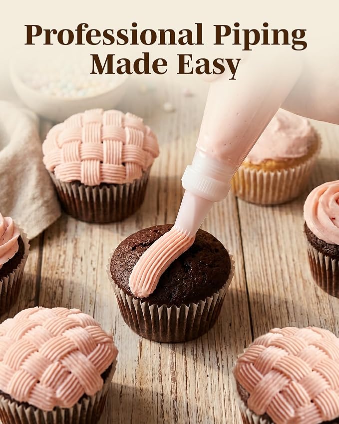 Reusable Plastic Piping Tips - Standard Size Basketweave Tip #47 Icing Nozzles Made from Food Grade Plastic Cake Decorating Kit, Baking Supplies, Base Ø 0.75" Height 1.25" Made in USA(100pcs)