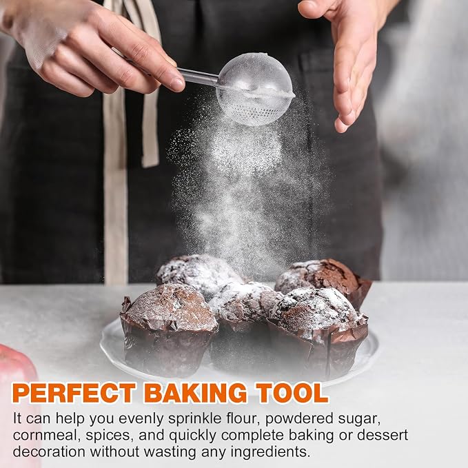 Powdered Sugar Flour, Powdered Sugar Shaker Duster Flour Dispenser Shaker with 18/8 Stainless Steel One-handed Operation Shaker Duster for Sugar Flour and Spices