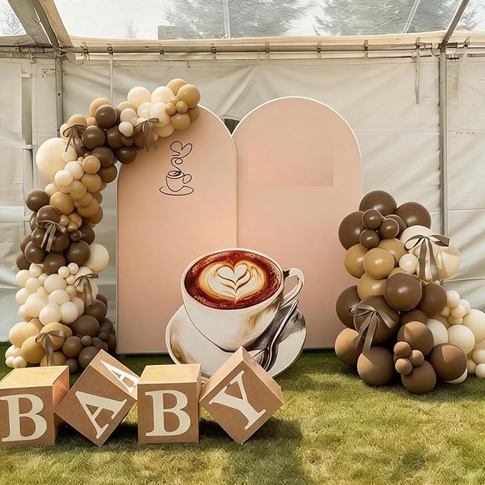 Brown Balloons Garland Arch Kit, 140Pcs Netural Nude Begie Balloons with Bows for Coquette Martini Birthday Party Decorations Bachelorette Bridal Shower Decor