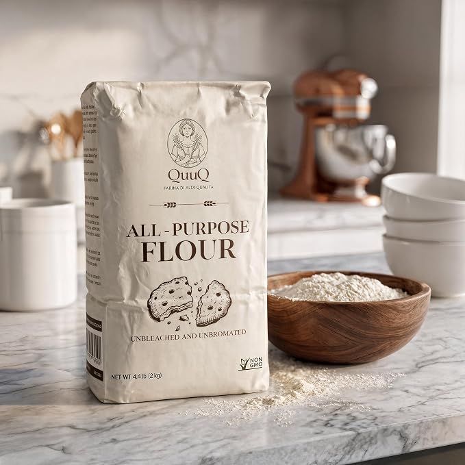 QuuQ All Purpose Flour 3 Pack 13.2 lb (6 kg) – Unbleached Unbromated Enriched Wheat Flour, Non-GMO Baking Flour for Bread, Cookies, Cakes, Pizza & Baking