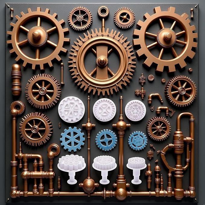 3Pcs Gear Cookie Cutters, Steampunk Cogs Plunger Mold, 3D Gear Cookie Stamp Mold, Clock Wheel Biscuits Fondant Molds for Cake Cookie food Decoration Cookie Cutters Baking Tools