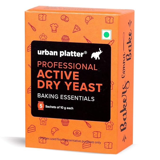 Urban Platter Active Dry Yeast | 1.76 Oz/50g (5 x 10g Packets) | Fast Rising Yeast | Gluten-Free | Long Shelf Life | Ideal for Bread, Pizza Dough, Cakes & Baking