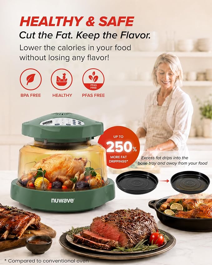 Nuwave Pro Plus 2 Air Fryer Oven, Infrared Countertop Convection, No Defrost No Preheat, Triple Combo Heating, 10-in-1 Multicooker, PFAS & BPA Free, 10LB Capacity, Dishwasher Safe Parts, 20660V03O