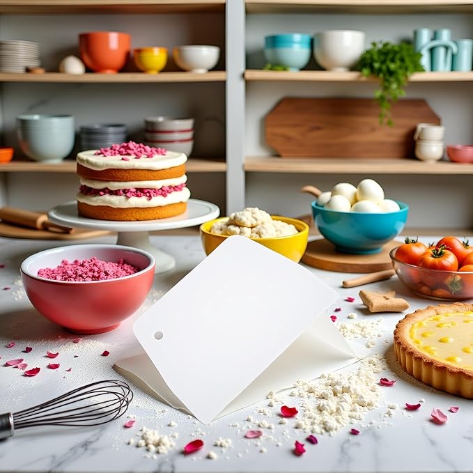 1Pc White Plastic Dough Scraper Cream Smooth Cake Flour Spatula Cutter Baking Pastry Tool Plastic Dough Scraper Tool,Essential for Baking and Cooking Spatulas Kitchen and Dining,Cooking Utensils
