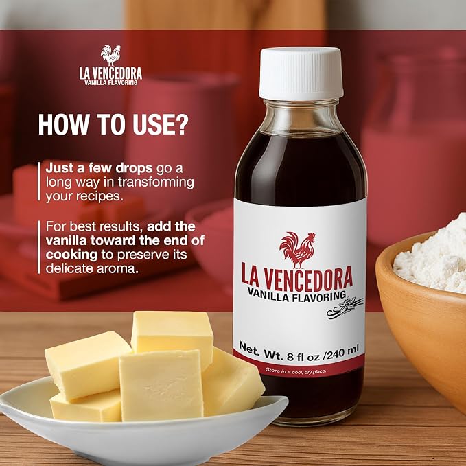 La Vencedora Mexican Vanilla – 8oz Bottles (Pack of 3) – Traditional Vanilla Flavoring for Baking, Cooking & Desserts – Made in Mexico